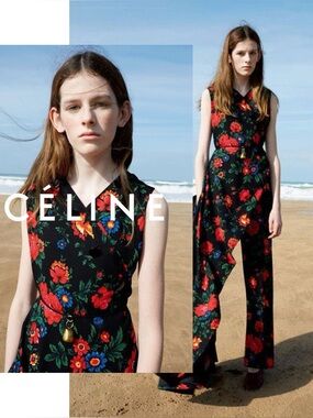 CÉLINE FLORAL PRINTED SLEEVELESS JUMPSUIT BY PHOEBE PHILO
